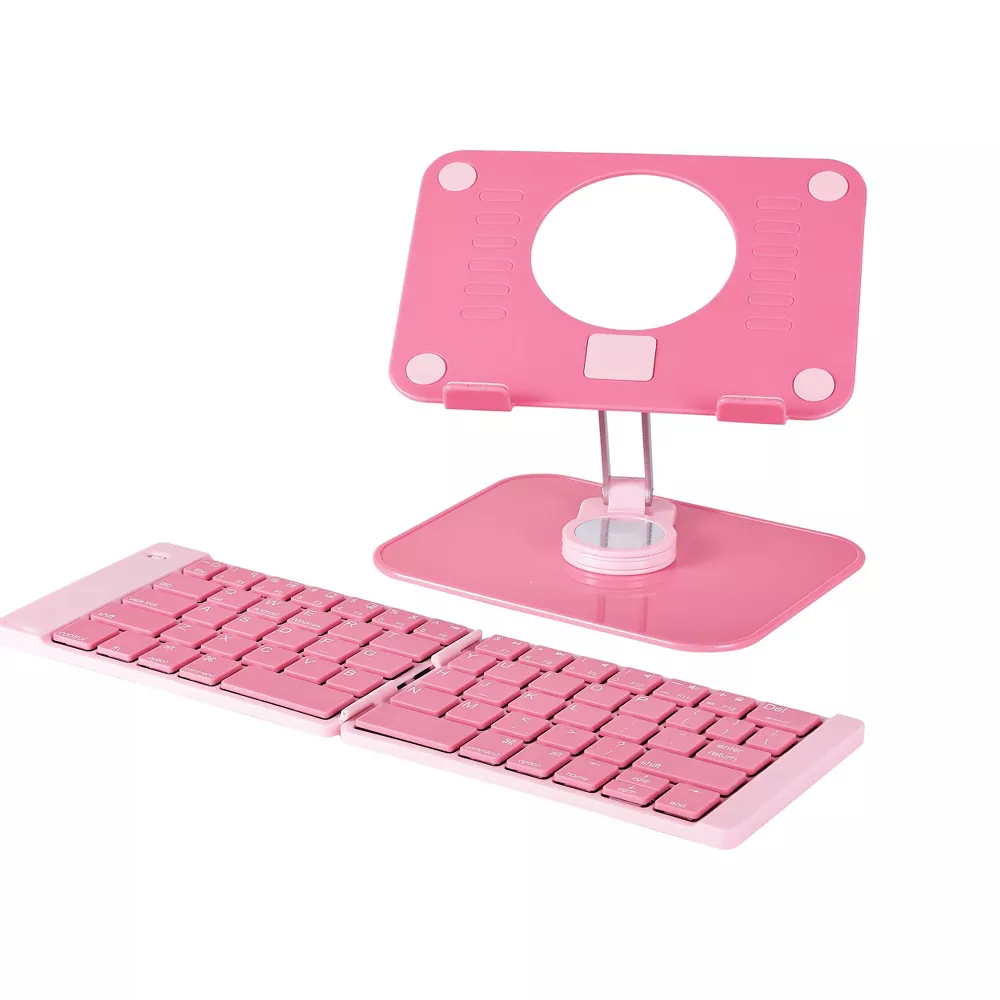 Bluetooth Foldable Keyboard With Rotatable Tablet Stand Set