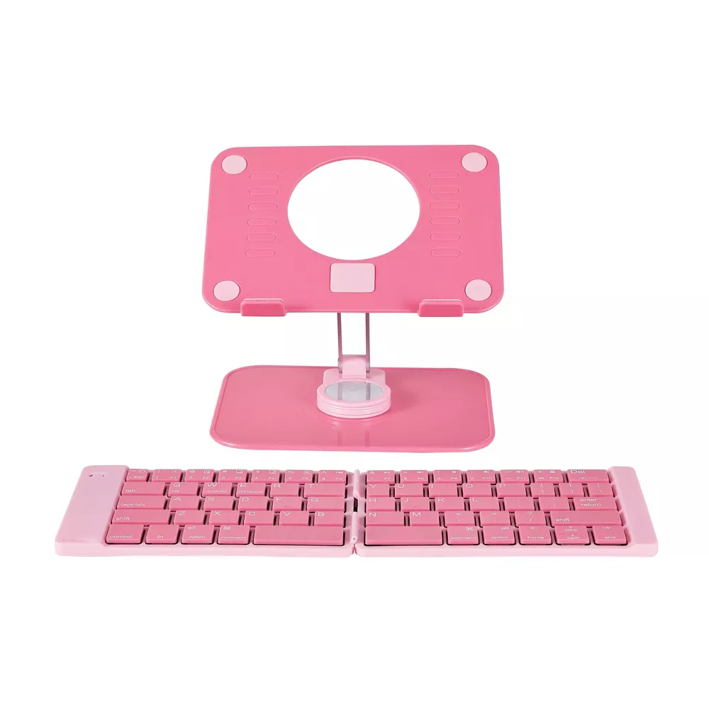 Bluetooth Foldable Keyboard With Rotatable Tablet Stand Set