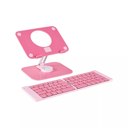 Bluetooth Foldable Keyboard With Rotatable Tablet Stand Set